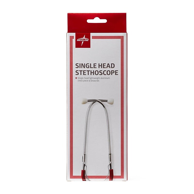 Medline Single Head Stethoscope, Red (MDS926106) image 1