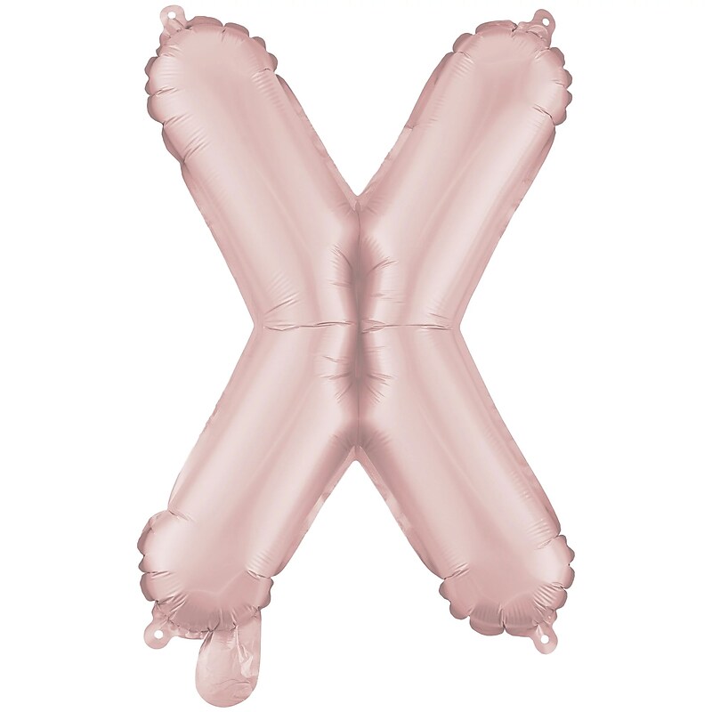 Party City (Air-Filled) 16" "X" Foil Balloon, Dusty Rose (AM 1 10009 1-92) image 1