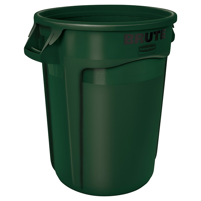 Rubbermaid BRUTE Round Trash Can Container, 32 Gallon, Dark Green image 1