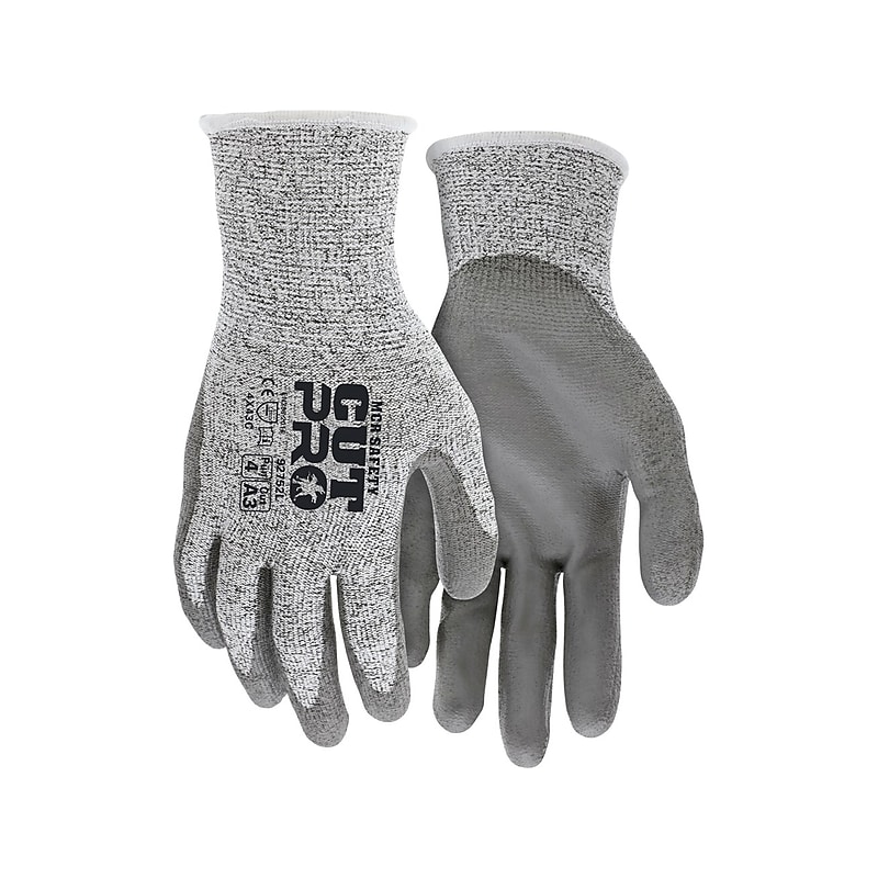 MCR Safety Cut Pro Hypermax Fiber/Polyurethane Work Gloves, XS, A3 Cut Level, Salt-and-Pepper/Gray, Dozen (92752XS) image 1