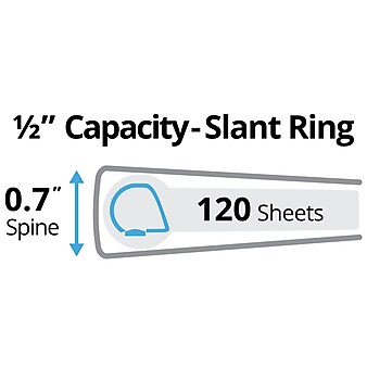 Avery Durable 1/2" 3-Ring View Binders, Slant Ring, White, 12/Pack (17002CT)