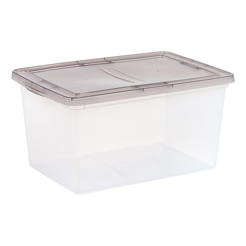 Iris 58 Quart Snap Top Plastic Snap Closure Storage Bin, Clear (500220) image 1