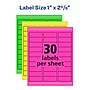 Avery Sure Feed Laser/Inkjet ID Labels, 1" x 2-5/8", Assorted Neon, 360 Labels/Pack (6479)~#|#~516BC7F0-895E-426F-AA027743CF4EF465_sc7