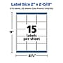 Avery Laser/Inkjet Rectangle Waterproof Multipurpose Labels, 2.625"  x 2", White, 375/Pack (94235)~#|#~517CD5DC-1575-4F8E-B00A82B51C2EC42C_sc7