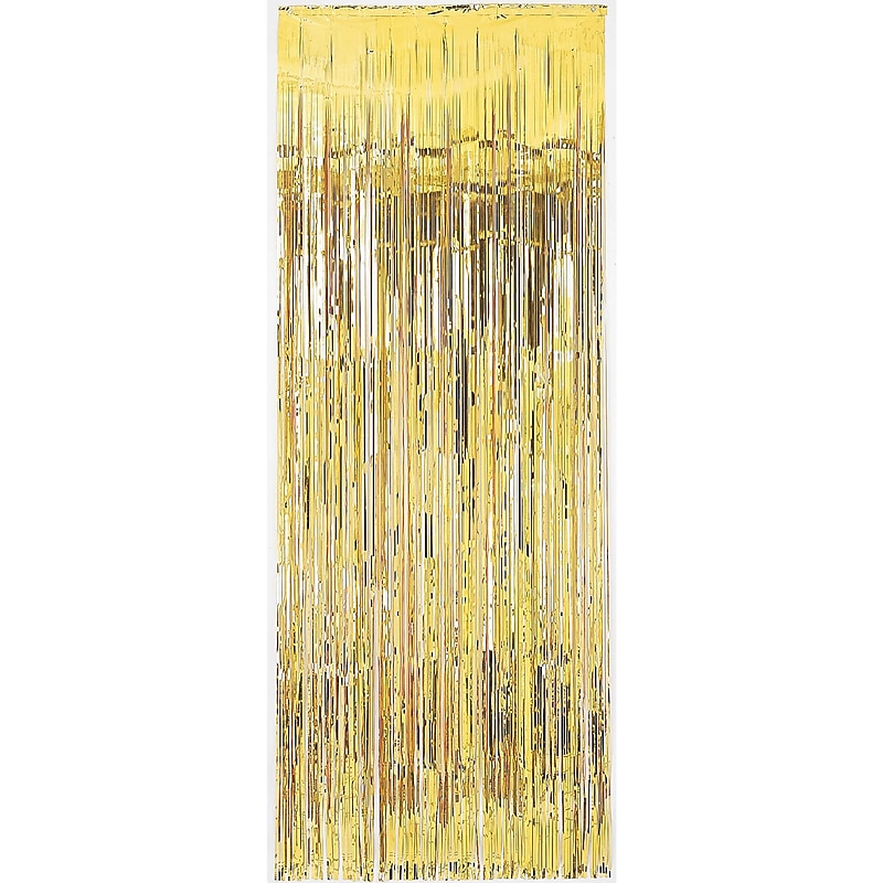 Party City Foil Fringe Curtain, Gold (AM24200-19-NS) image 1