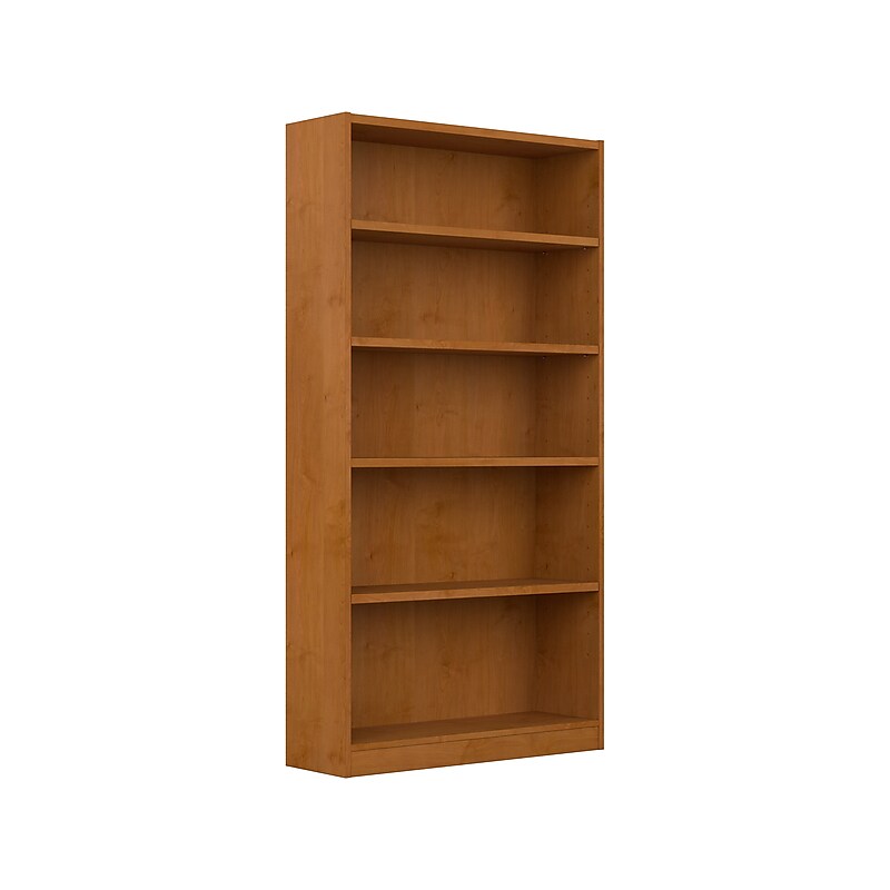 Bush Furniture Universal 72"H 5-Shelf Bookcase with Adjustable Shelves, Natural Cherry Laminated Wood (WL12467) image 1