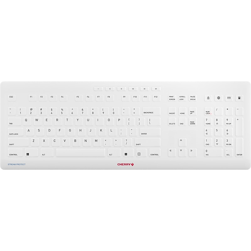 Cherry Stream Protect Wireless Keyboard with Protective Membrane, White (JK-8552US-0) image 1