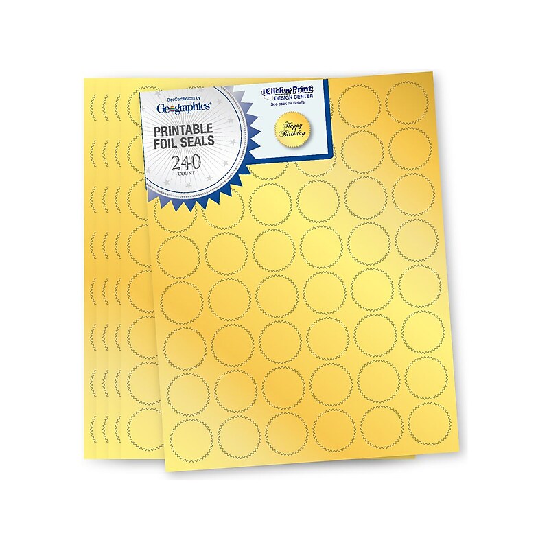 Geographics Starburst Recognition Certificate Seal, 1.25"Dia., Gold, 240/Pack (48852) image 1