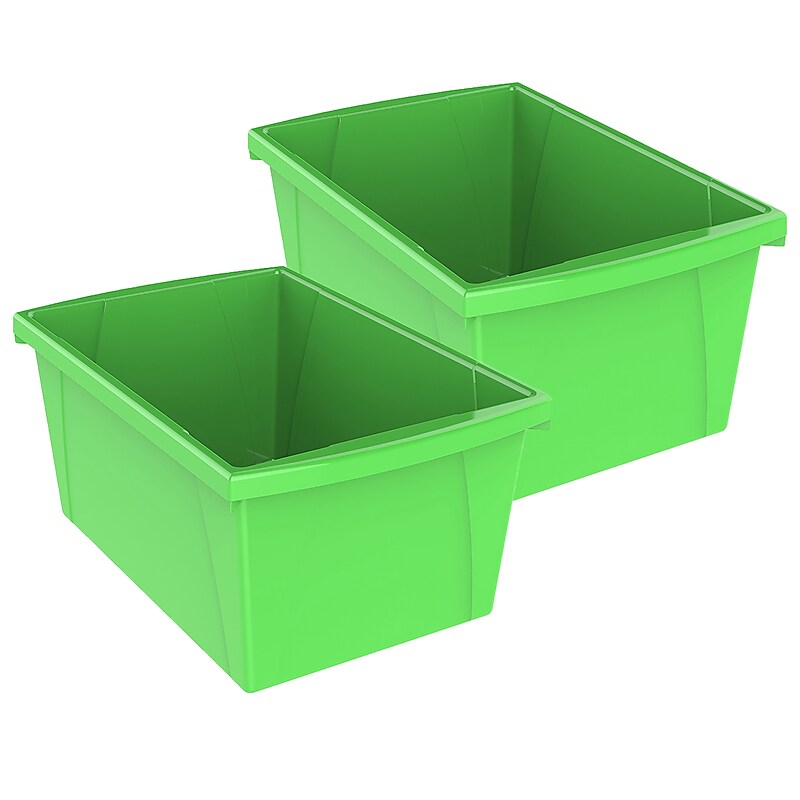 Storex Plastic Medium Classroom Storage Bin, 16.75"x 11.87"x 8.28", Green, Pack of 2 (STX61485U06C-2) image 1