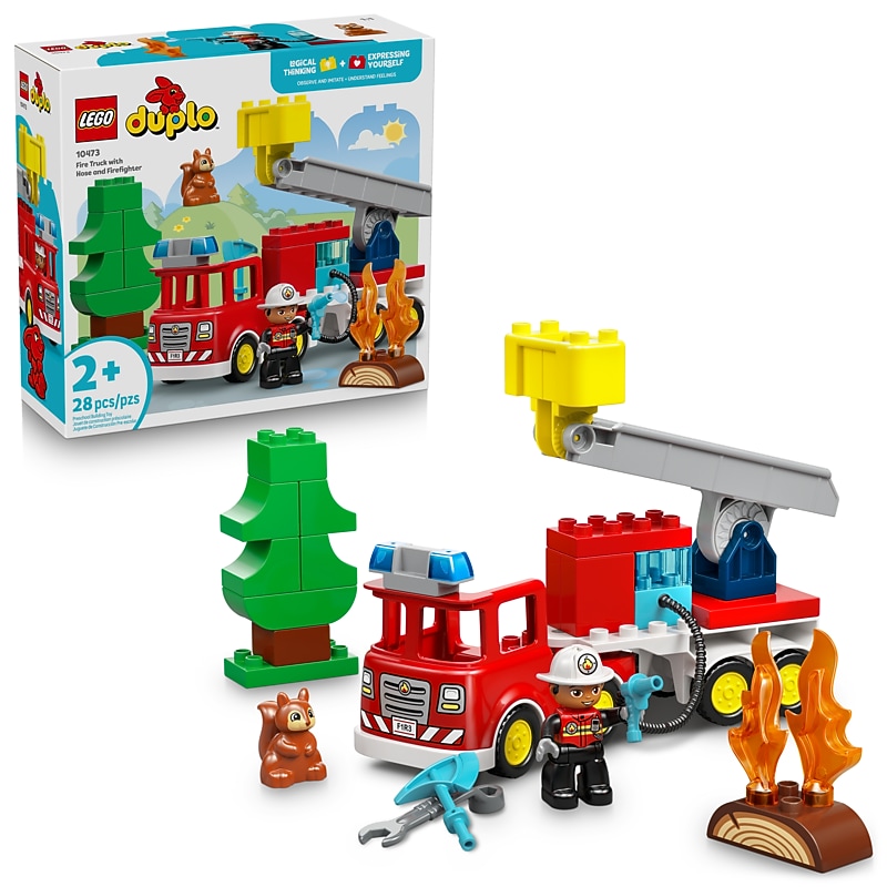 LEGO DUPLO Town Fire Truck with Hose and Firefighter, 28 Pieces (10473) image 1