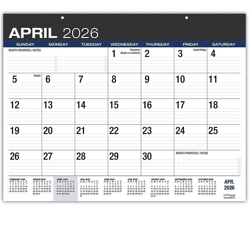 2026-2027 Excello Brands Large Print 22" x 17" Academic Monthly Desk Pad Calendar, Black (DP-AY26-2217-BK) image 1