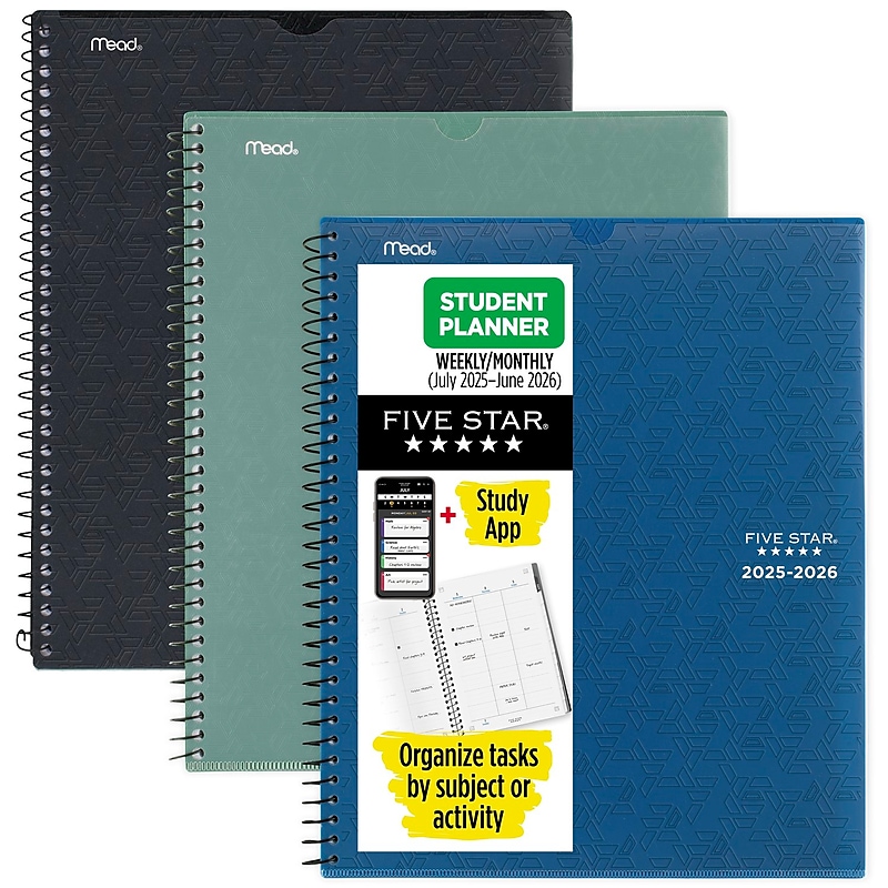 2025-2026 Five Star Five Star Customizable 8.5" x 11" Academic Year Weekly & Monthly Planner, Plastic Cover, Assorted Colors image 1