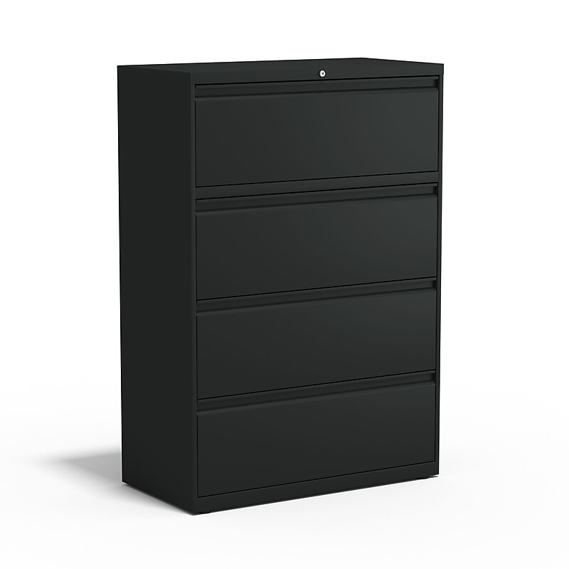 Staples Commercial 4-Drawer Lateral File Cabinet, Letter/Legal Size, Lockable, 52.36"H x 36"W x 18.62"D, Black (60925/17454) image 1