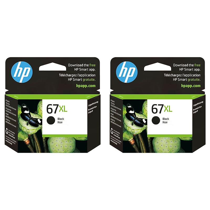 HP 67XL Black High Yield Ink Cartridge, 2/Pack (HP67X2PKBK-VB) image 1
