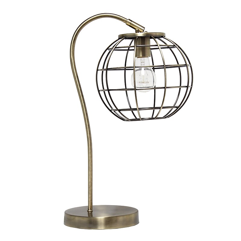 Lalia Home Studio Loft Arched Metal Cage 20" LED Table Lamp, Antique Brass (LHT-5061-AB) image 1