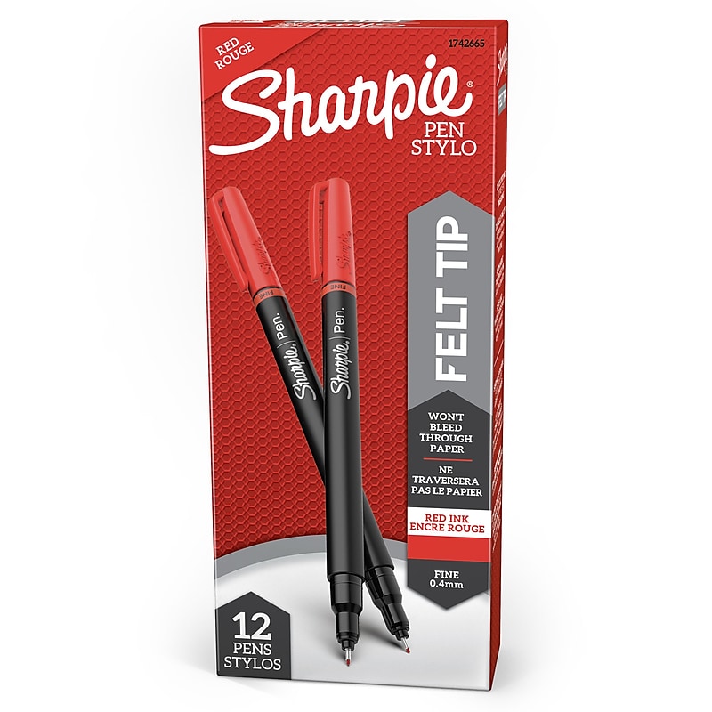 Sharpie Felt Pen, Fine Point, Red Ink, Dozen (1742665) image 1