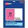 Avery Laser/Inkjet Square Multipurpose Labels, 1.5" x 1.5", Bright Pink, 1600/Box (94106)~#|#~51A9B42D-D4FC-4850-A7777EEA4200CB6C_sc7
