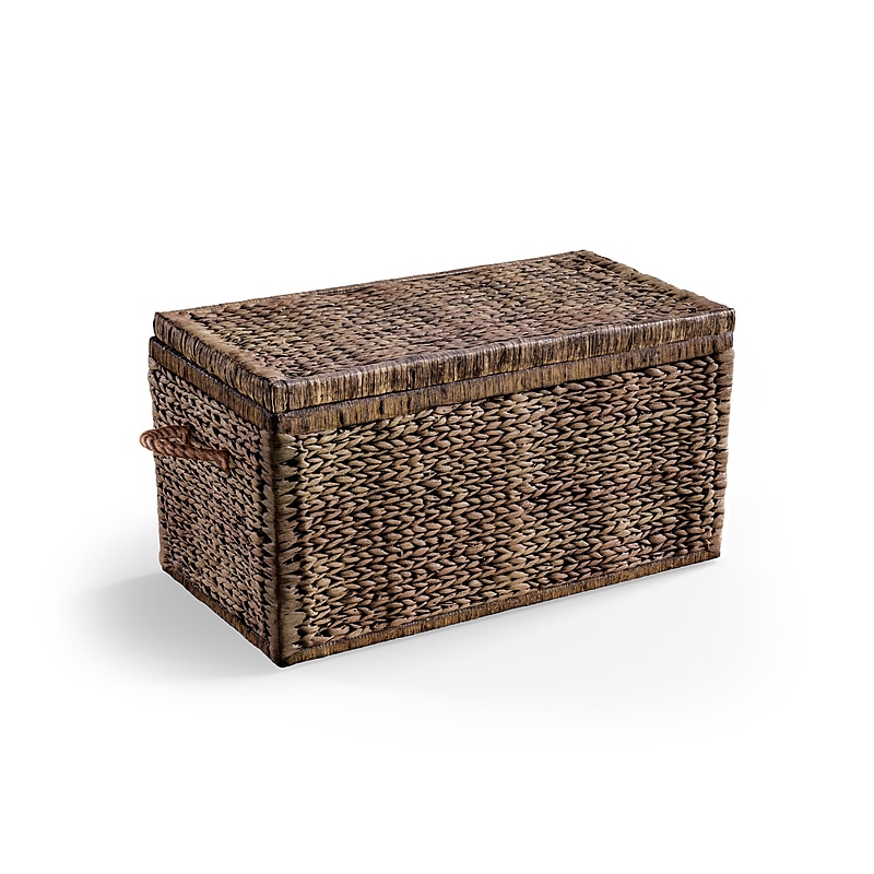 ClickDecor Farmhouse Storage Trunk, Black Washed Wicker (FUCN10054A) image 1
