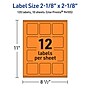 Avery Square Multipurpose Labels, 2-1/8" x 2-1/8", Bright Orange, 120/Pack (94105)~#|#~51C1CB25-0AD2-4E59-A329E544080AA7C8_sc7