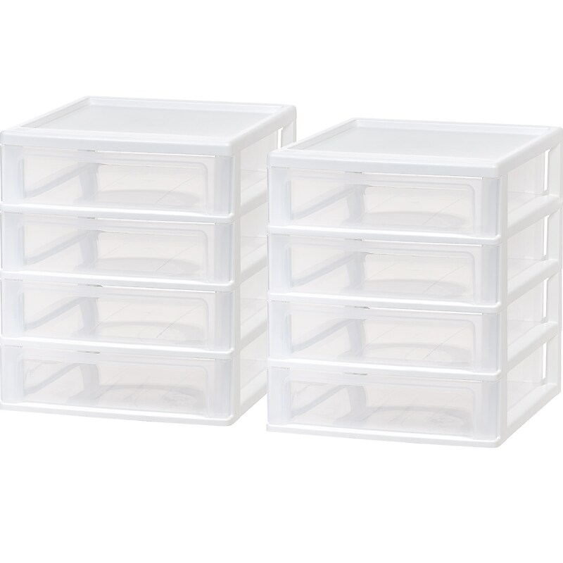 Iris 4-Drawer Desktop Unit, White/Clear, 2/Pack (587013) image 1