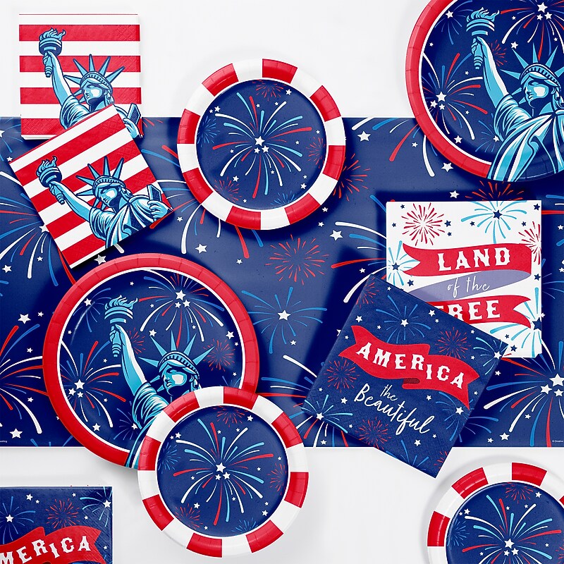 Say Hooray! Lady Liberty Fourth of July Disposable Party Tableware Set, 49/Pack (DTC9636E2A) image 1