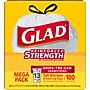 Glad  Drawstring 13 Gallon Tall Kitchen Trash Bags, .71 mil, 23.74 x 25.4, Gray, 100 Bags/Box (78374)~#|#~sp53229003_sc7