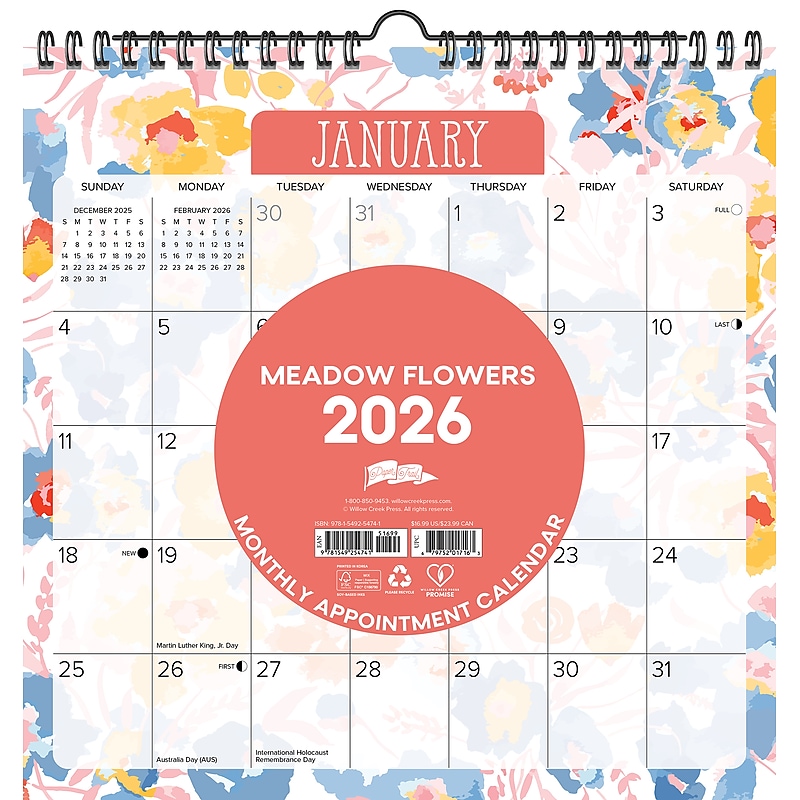 2026 Willow Creek Meadow Flowers 12" x 12" Monthly Wall Calendar (54741) image 1