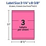 Avery Laser/Inkjet Rectangle Multipurpose Labels, 3-1/4" x 8-3/8", Bright Pink, 30/Pack (94251)~#|#~51FD06D9-0C33-4BE4-A38496C60A9D3E9F_sc7