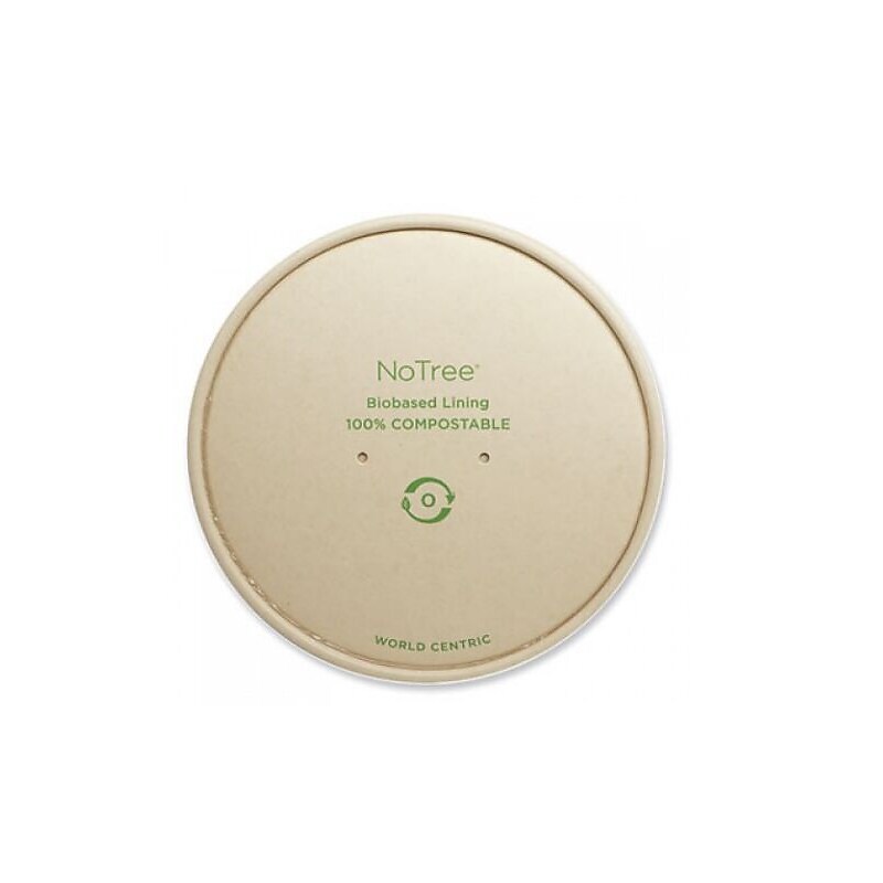 World Centric Paper Lids for Bowls, 5.9" Diameter, Natural, Paper, 300/Carton (WORBOLNT24W) image 1