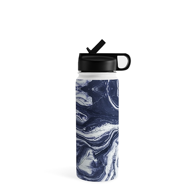 DENY Designs Marble Indigo Stainless Steel Double Wall Insulated Water Bottle, 18 oz. (75351-WBTL05) image 1
