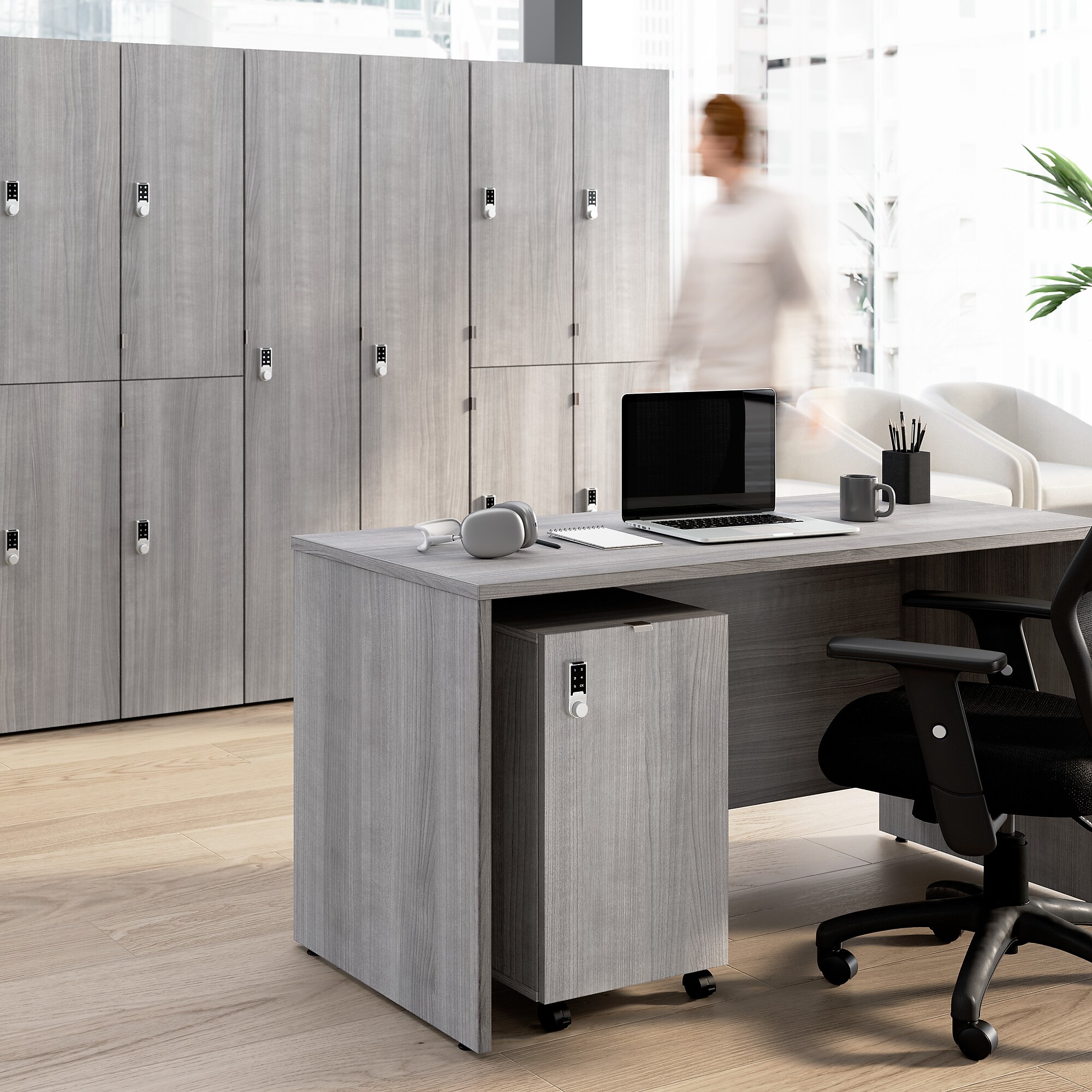 Bush Business Furniture Assure Mobile File Cabinet, Letter/Legal Size, Lockable, 26″H x 16″W x 20″D, Platinum Gray (AUS216PGSU) Sansujyuku sansujyuku.com