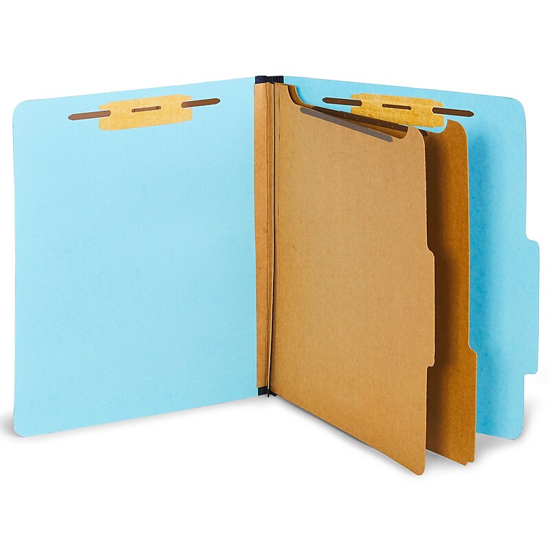 Staples® Pressboard Classification Folder, 2-Dividers, 2 1/2" Expansion, Letter Size, Light Blue, 20/Box (ST614434/TR6144) image 1