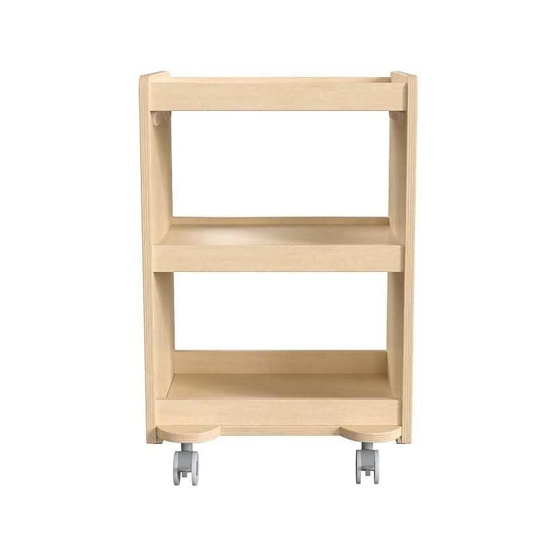Flash Furniture Bright Beginnings Mobile 3-Tier Storage Cart, 25"H x 16"W x 16"D, Natural Birch Plywood (MK-KE24084-GG) image 1