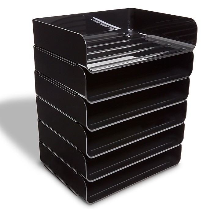 TRU RED™ Side Load Stackable Plastic Letter Tray, Black, 6