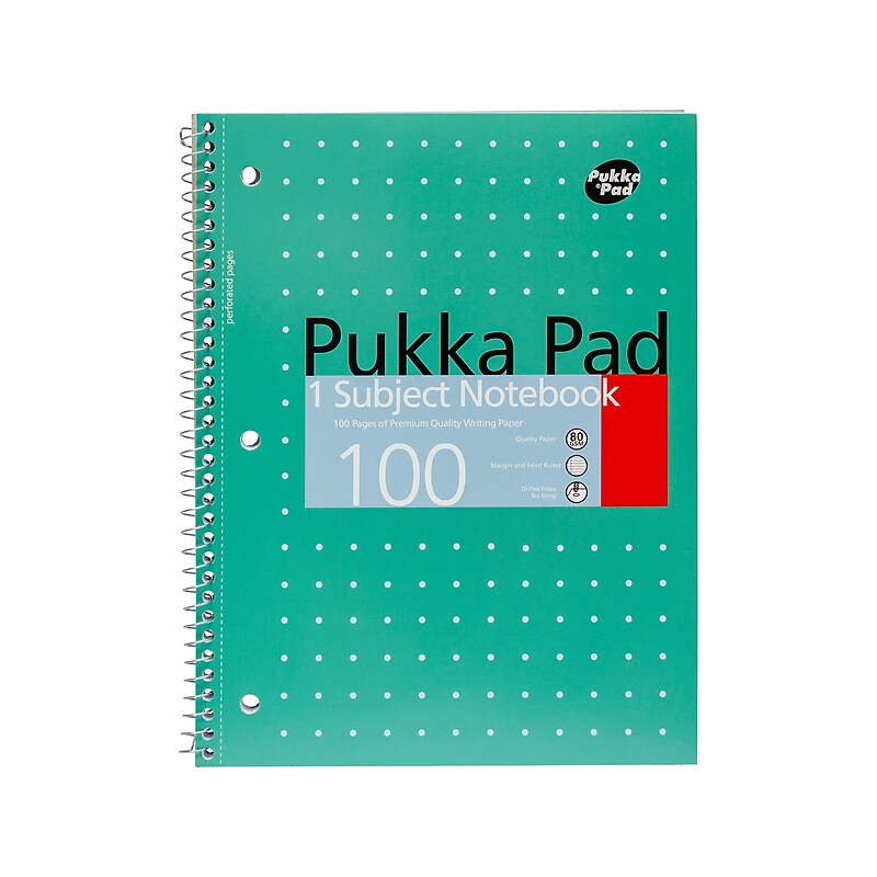 Pukka Pad Metallic 1-Subject Notebooks, 8" x 10.5", College Ruled, 100 Sheets, Green, 3/Pack (8795-MET) image 1