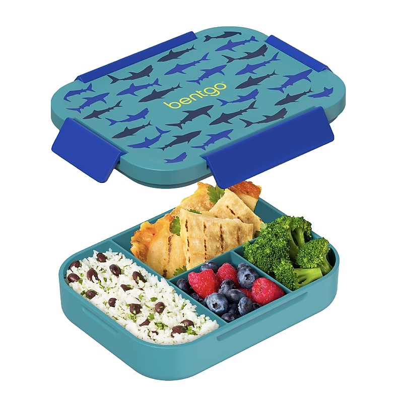 bentgo Snap & Go Kids Bento Box, 4-Compartment, Shark, 33.6 oz. (BGKDBOX-SHK) image 1