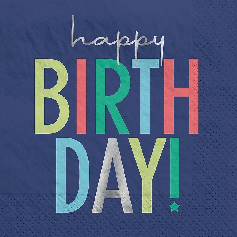 Party City Modern Birthday Lunch Napkin, 3-Ply, Multicolor, 16 Napkins/Pack (AM512867-NS) image 1