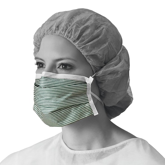 Medline Disposable N95 Flat Fold Adjustable Particulate Respirator Masks, White/Green, 210/Pack~#|#~522E018A-0DFA-4813-B5A957AD75A28154_sc7