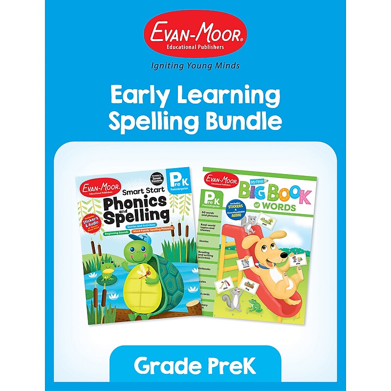Evan-Moor Early Learning Spelling Activity Book Bundle, Grade PreK Workbook, 2 Books/Set image 1