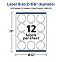 Avery Laser/Inkjet Circle Multipurpose Labels, 2.25"  Dia, Glossy White, 120/Pack (94510)~#|#~522FE320-F3FD-483A-95C706414D038EED_sc7