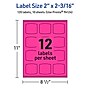 Avery Laser/Inkjet Arched Square Multipurpose Labels, 2" x 2-3/16", Neon Magenta, 120/Pack (94124)~#|#~5230CC56-C9A4-4AC9-82209566FE72ADA5_sc7