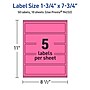 Avery Laser/Inkjet Rectangle Multipurpose Labels, 1.75" x 7.75", Bright Pink, 50/Pack (94232)~#|#~52391295-33E3-4B9B-B81DEBA5DAE16659_sc7