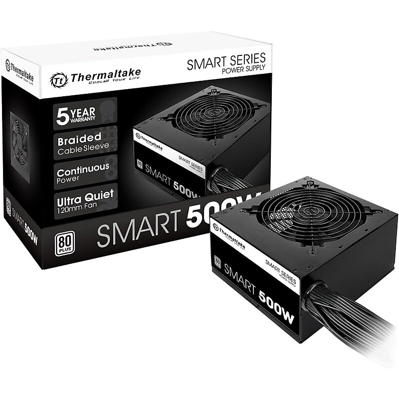 Thermaltake Smart 500W ATX 80 PLUS Power Supply, Black (PS-SPW-0500NNFAWU-1) image 1