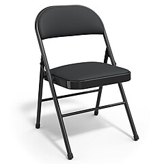Staples Luxura Faux Leather Folding Chair, Black, 4/Pack (51504
