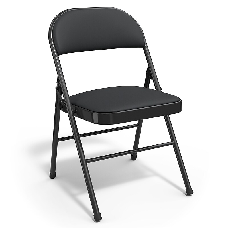 Staples Luxura Faux Leather Folding Chair, Black, 4/Pack (51504) image 1