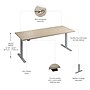 Bush Business Furniture Move 60 Series 72"W Electric Adjustable Standing Desk, Natural Elm/Cool Gray Metallic (M6S7230NESK)~#|#~5241B9D4-8ABA-47A8-82C97D3A6D15C2CE_sc7