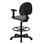 Flash Furniture Mid Back Fabric Ergonomic Drafting Stool With Arms, Gray (BT659GRYARMS)~#|#~5243CDBB-DB20-4369-8BAD6D025013F7D7_sc7