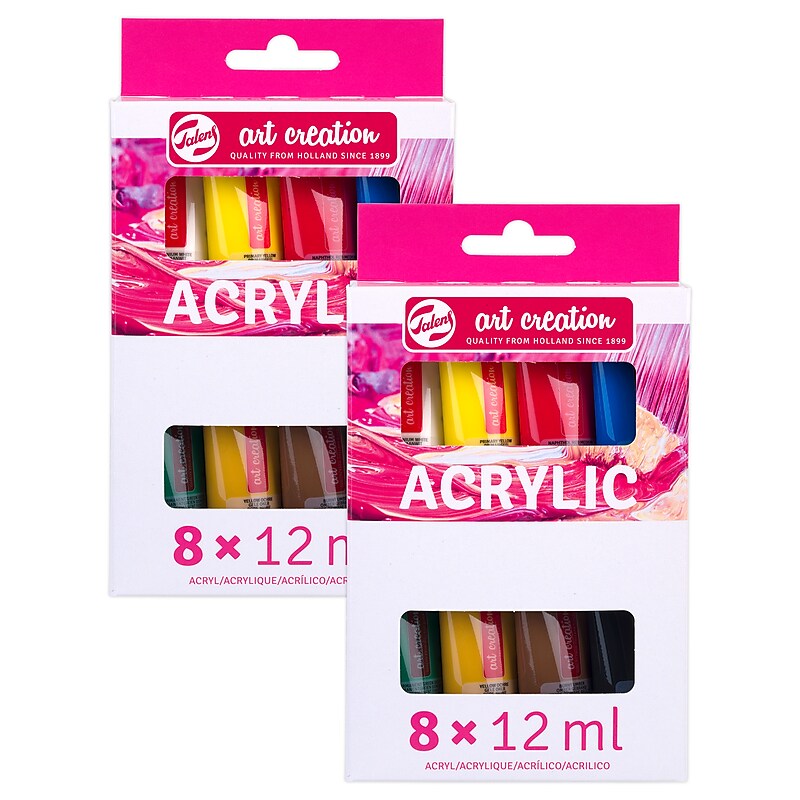 Talens Art Creation Acrylic Paint, Assorted Colors, 12mL, 8/Set, 2 Sets/Bundle (TLN9021808M-2) image 1