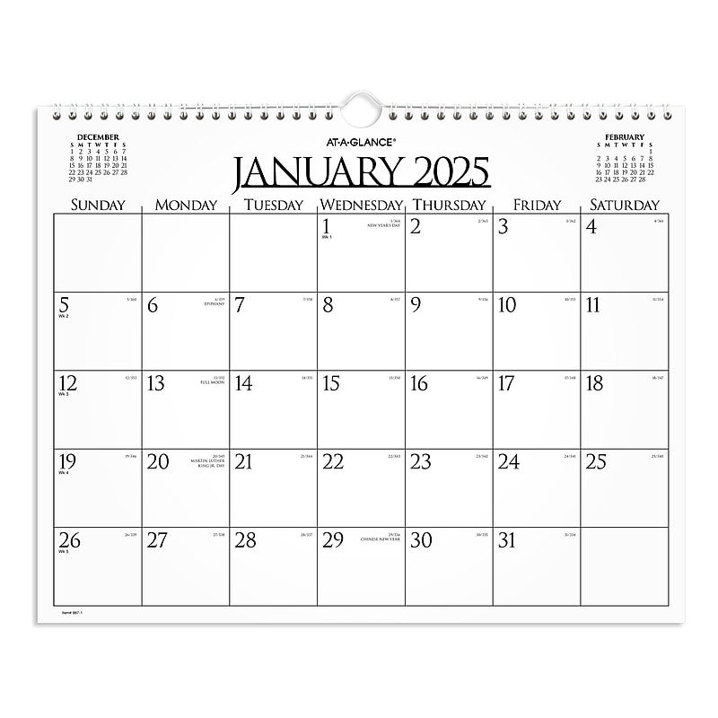 2025 AT-A-GLANCE Business 15" x 12" Monthly Wall Calendar, White/Black (997-1-25) image 1