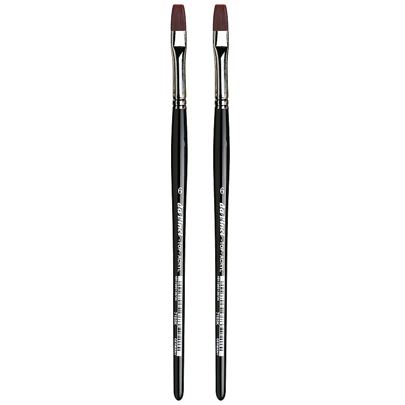 da Vinci TOP-ACRYL Oil and Acrylic Synthetic Bright Red-Brown Flat Brush, 2 Brushes/Pack (DVXVA7185K6-2) image 1